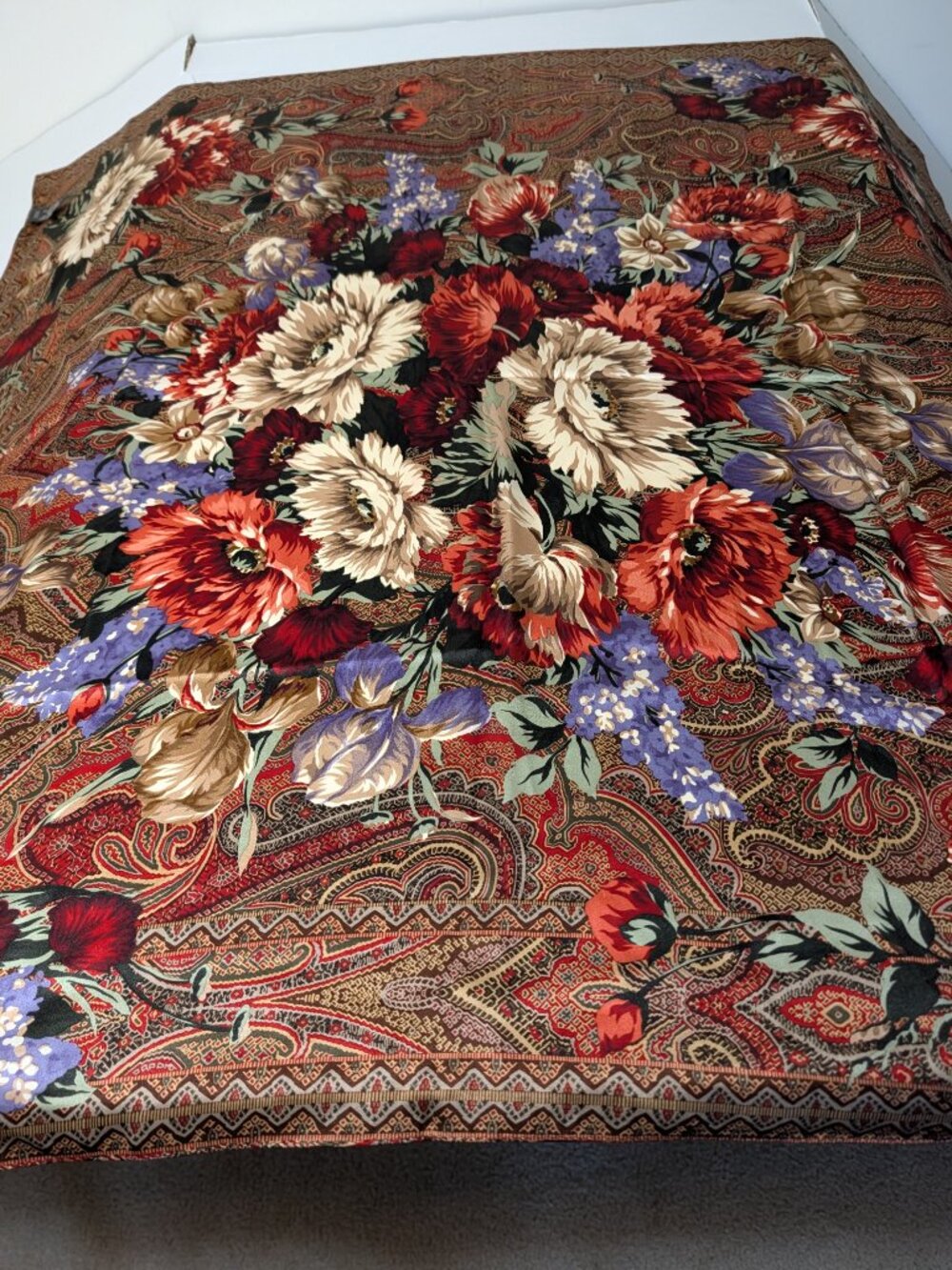 Echo 100% Silk Floral Square Scarf 34'x34" Brown
